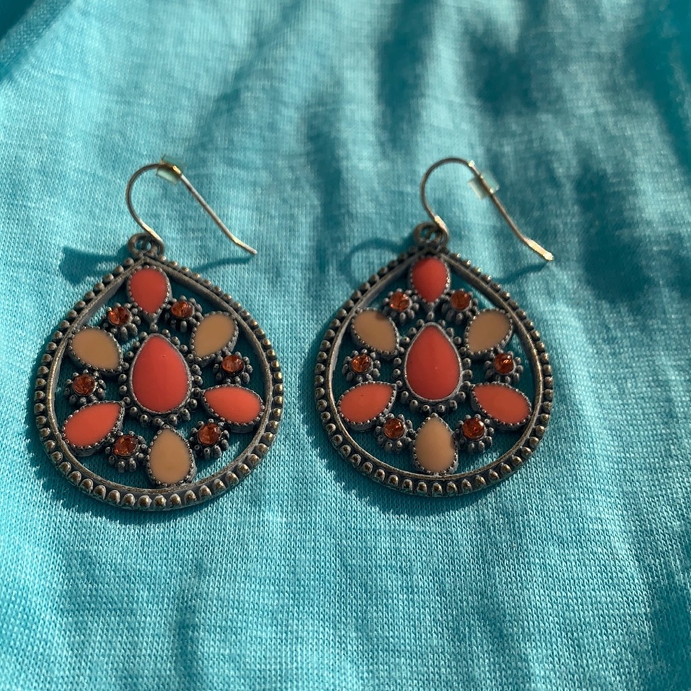 Peach & orange costume earrings